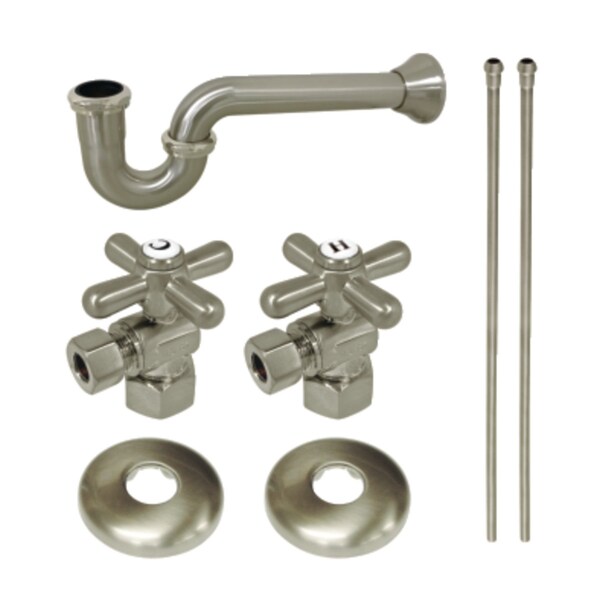 Kingston Brass KPK208 Plumbing Supply Kit with 1-1/2" P-Trap - 1/2" IPS Inlet x 3/8" Comp Oulet, Brushed Nickel KPK208 - main